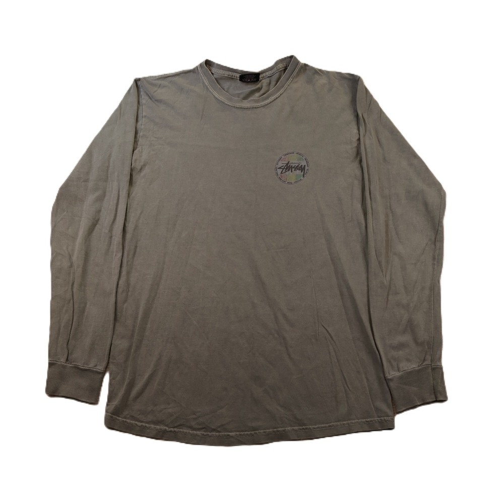 Stussy Olive Green Long Sleeve Tee with Small Chest Logo